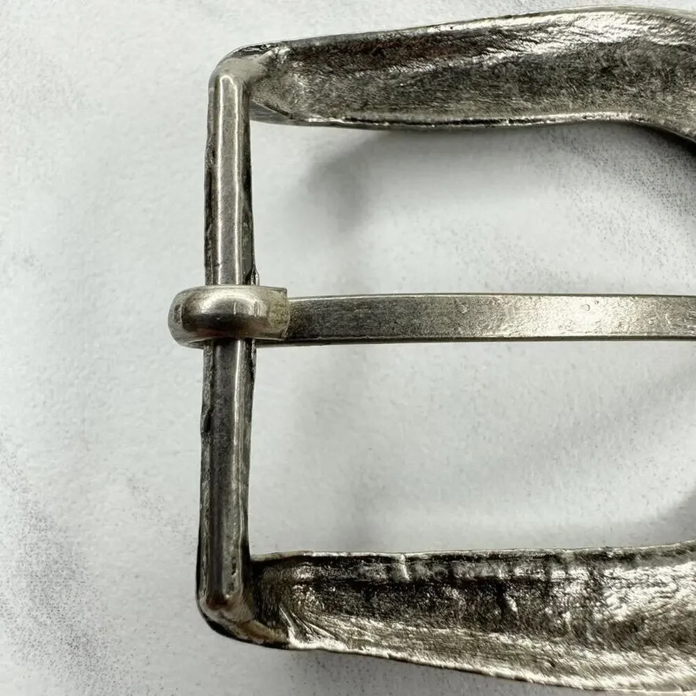 Studded Silver Tone Simple Basic Belt Buckle